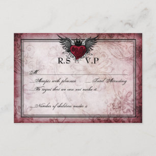 Cartes RSVP vintages pour coeur ailé de tatouage u