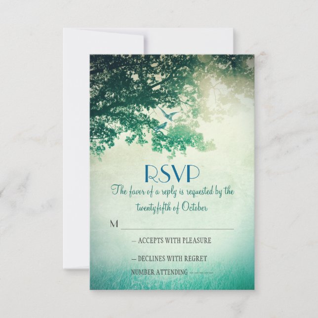 Cartes RSVP vintages pour mariage avec un vieux ch (Devant)