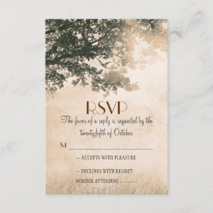 Cartes RSVP vintages pour mariage avec un vieux ch