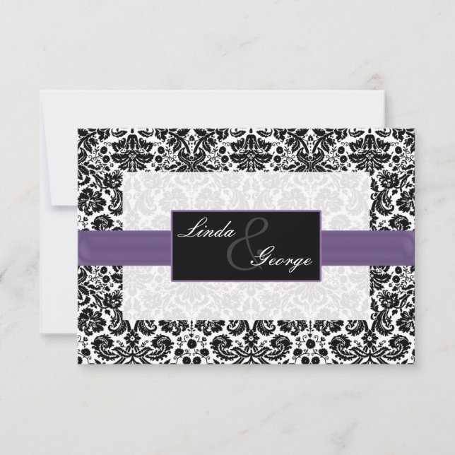 cartes rsvp violet, noir et blanc standard 3,5 x 5 (Devant)