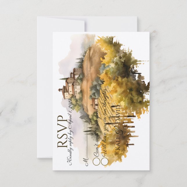 Cartes RSVP Watercolor Vineyard (Devant)