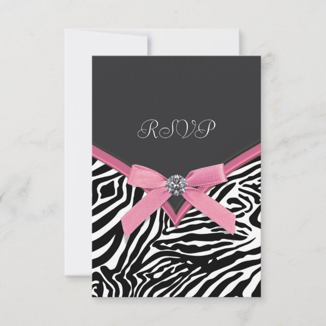 Cartes RSVP Zèbre Rose (Devant)