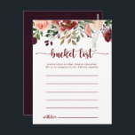 Cartes Rustic Summer Floral Simple Bucket List<br><div class="desc">Ces cartes de liste de seau à fleurs d'été rustiques sont l'activité parfaite pour une simple réception de mariage ou douche nuptiale. Le design est composé de fleurs d'aquarelle bordeaux, roses et rousses avec des feuilles verts dans un arrière - plan verni brun. Modifier le libellé pour convenir à tout...</div>
