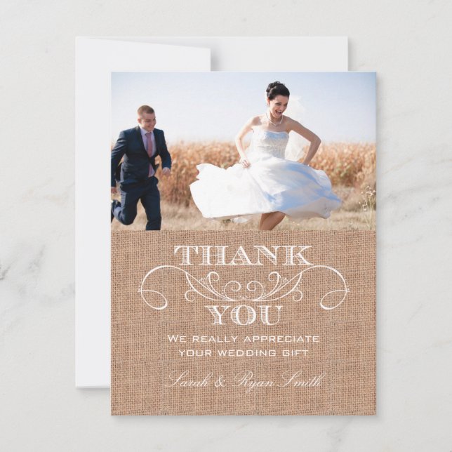 Cartes rustiques de Merci de mariage d'impression (Devant)
