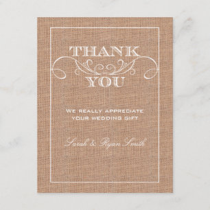 Cartes rustiques de Merci de mariage d'impression
