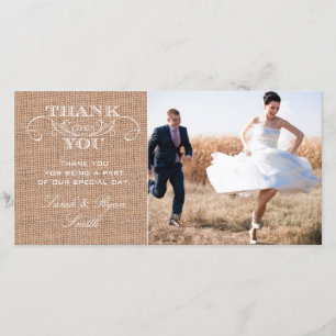 Cartes rustiques de Merci de photo de mariage