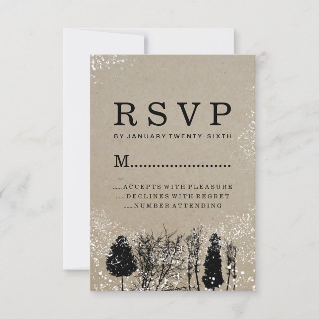 CARTES RUSTIQUES RSVP D'ARBRE D'HIVER (Devant)