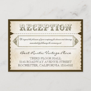 cartes rustiques vintages de réception - billets