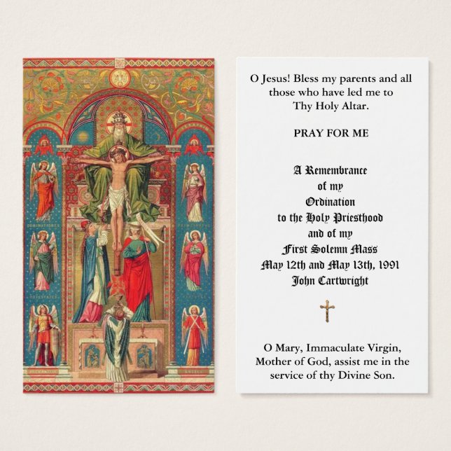 CARTES SAINES TRADITIONNELLES CATHOLIQUES D'ORDINA (Devant & derrière)
