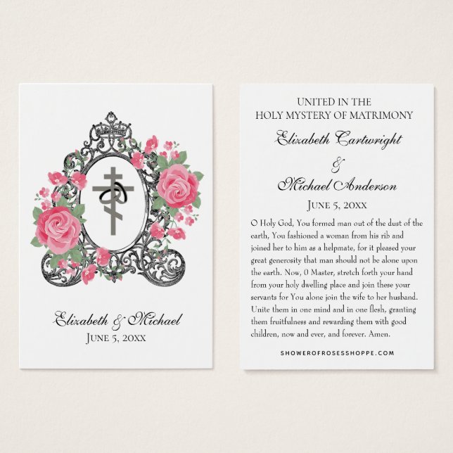 Cartes saintes Mariages byzantines orthodoxes (Devant & derrière)