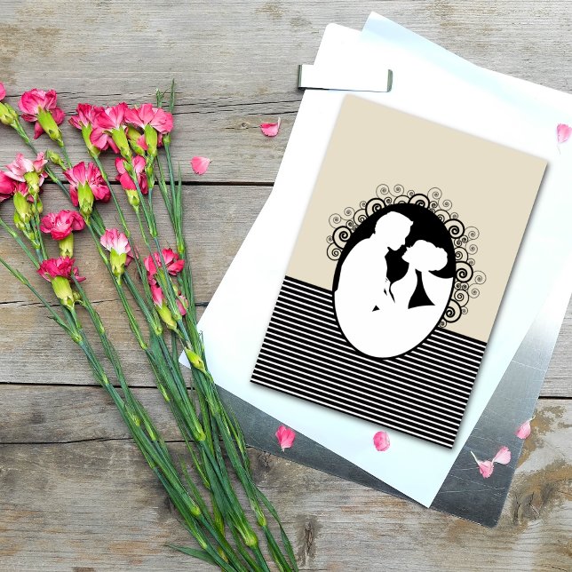 Cartes 'Save the Date' avec silhouettes des mariés (Créateur téléchargé)