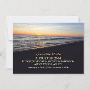 cartes SAVE THE DATE plage de coucher de soleil