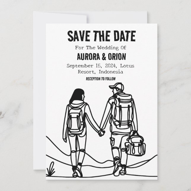 Cartes "save the date" pour mariage en camping (Devant)