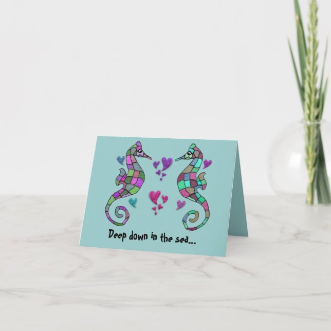 Cartes Seahorse Rainbow Valentines (Devant)
