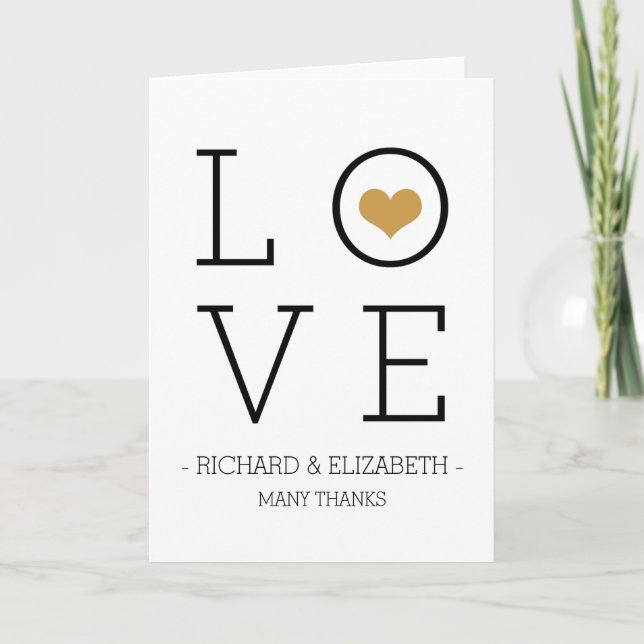 Cartes simples de Merci d'amour d'or (Devant)