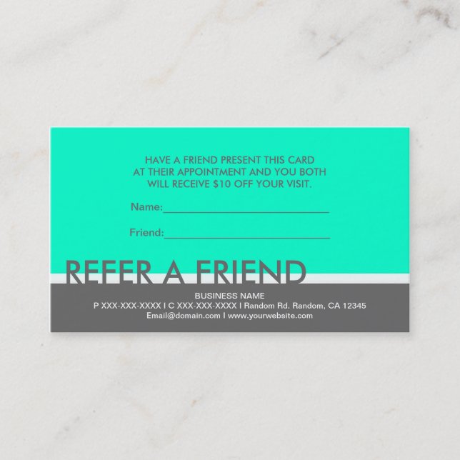 Cartes simples gris cyan pour recommander un ami (Devant)