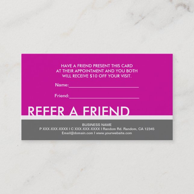 Cartes simples rose magenta gris pour parrainer un (Devant)