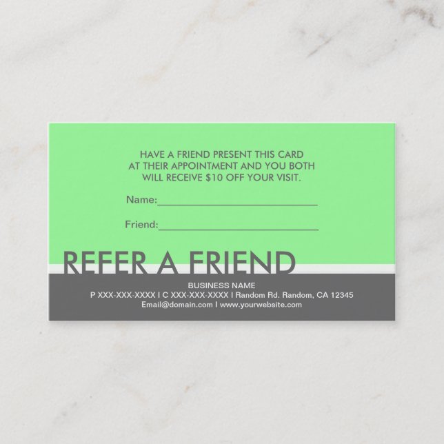 Cartes simples vert clair gris pour inviter un ami (Devant)