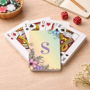 Cartes Soirée de jeu du monogramme floral