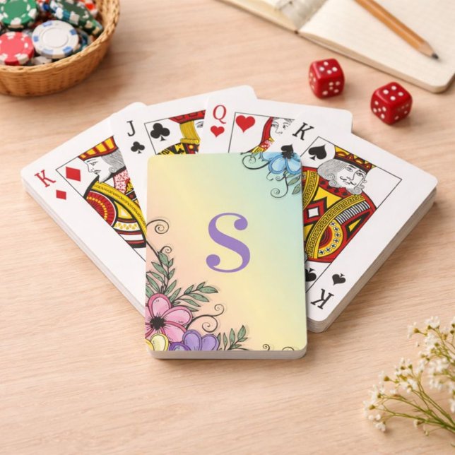 Cartes Soirée de jeu du monogramme floral (Créateur téléchargé)