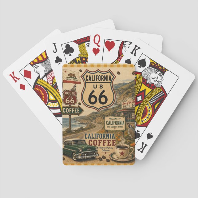 Cartes Soirée de jeu sur la route 66 des voitures classiq (dos)