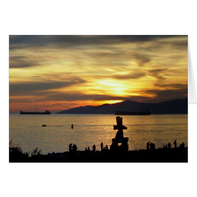 Cartes Sunset de Vancouver Inukshuk Cartes personn (Devant horizontal)