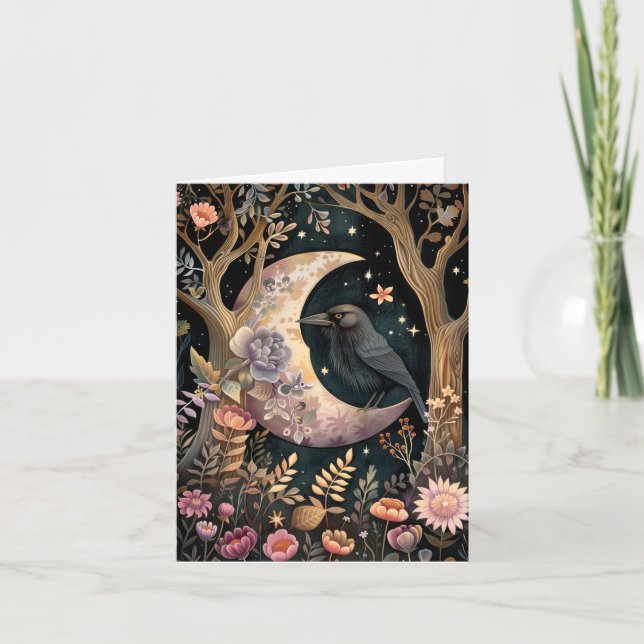 Cartes toutes occasions vides de lune de corneille (Devant)