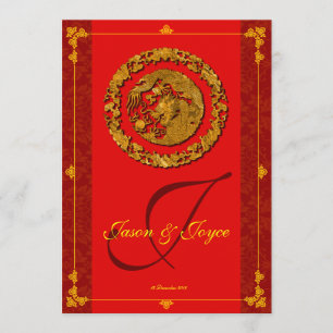 Cartes traditionnelles de dragon du bonheur rouge