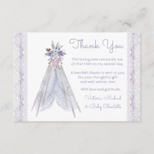 Cartes tribales de Merci de baby shower de Teepee