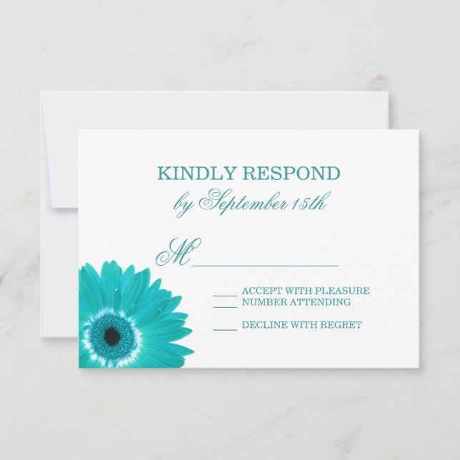 Cartes turquoise Turquoise Aqua Daisy Wedding RSVP (Devant)