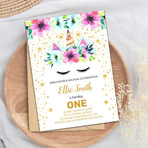 Cartes Unicorne Pink & Green personnalisables