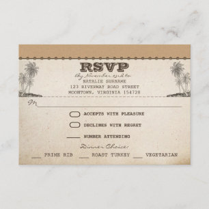cartes uniques de rsvp de mariage de paumes
