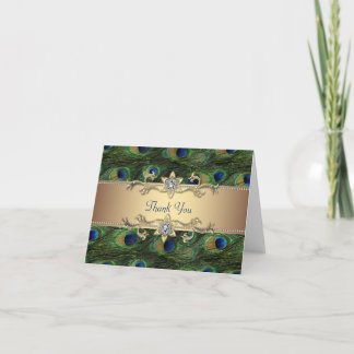 Cartes vertes de Merci de paon d'or de bleu royal