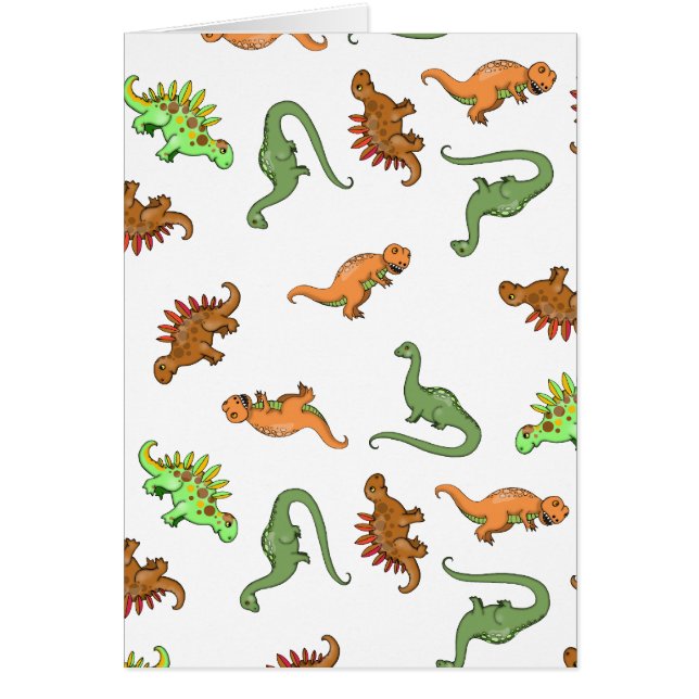 Cartes vierges mignonnes avec des dinosaures (Devant)