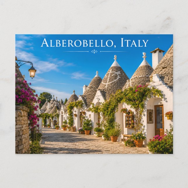 Cartes Village de maisons Trulli ensoleillé (Devant)