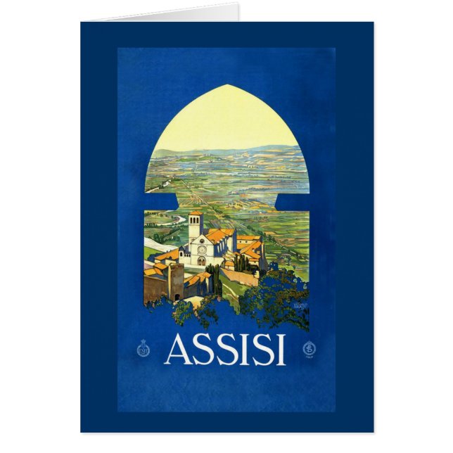 Cartes vintages d'affiche de voyage d'Assisi, (Devant)