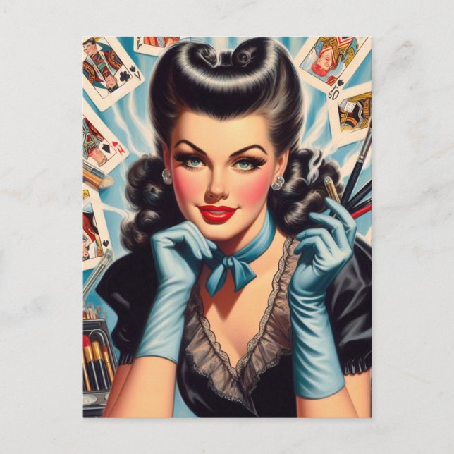 Cartes Vintages mignonnes Pin Up (Devant)