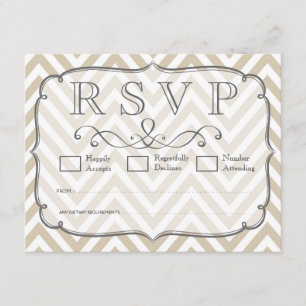 Cartes vintages Tan & Blanc Chevron Wedding RSVP