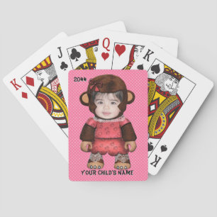 Cartes Visage de singe - Fille (Cartes de Jeu Personnalis