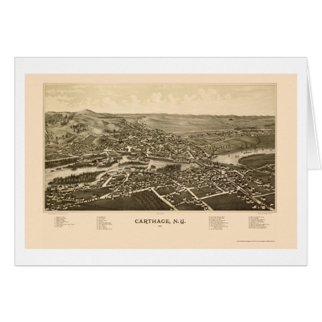 Carthage, carte panoramique de NY - 1888 (Devant horizontal)