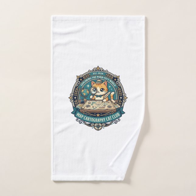 Cartographie de carte Chat Design drôle amateur de (Serviette à main)