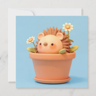 Cartoline de hérisson en argile 3D dans un pot de 