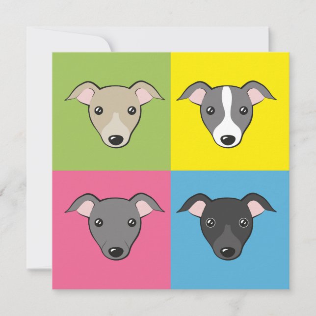 Carton amusant italien greyhounds couleur carte (Devant)