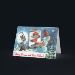 Carton Artiste Snowman Carte de voeux personnalisé<br><div class="desc">Il n'y a pas d'endroit comme chez soi pour les vacances ! Diffusez les salutations chaudes de la joie et applaudissez cette saison de vacances avec cette carte de vacances festive. Partagez votre esprit de vacances avec votre famille, vos amis et vos collègues avec cette carte festive qui reflète le...</div>