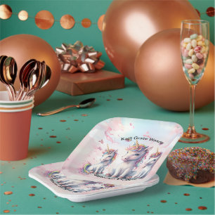 Carton Assiettes carrées en papier pour Baby Shower Licor