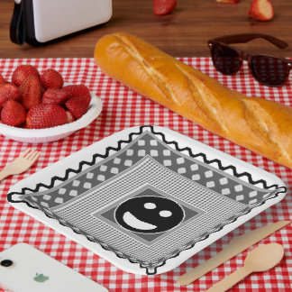 Carton Assiettes de fête Smile Tile en N&B