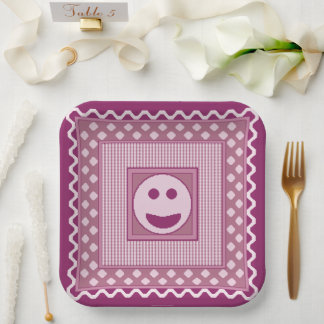 Carton Assiettes de fête Smile Tile en rose