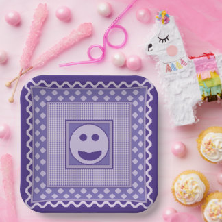 Carton Assiettes de fête Smile Tile en violet