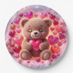 Carton Assiettes de fête Teddy Love 💖Assiette en papier