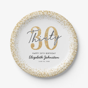 Carton Assiettes élégantes en or blanc pour fête d'annive